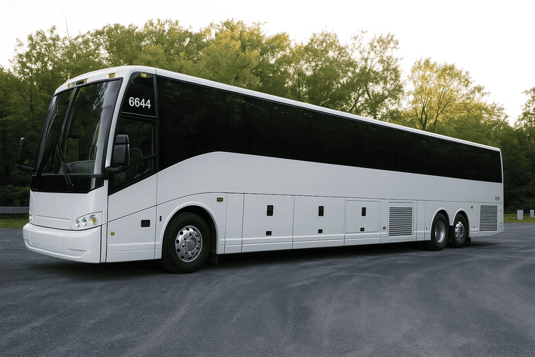 exterior of Bus Rental Company Fontana coach bus