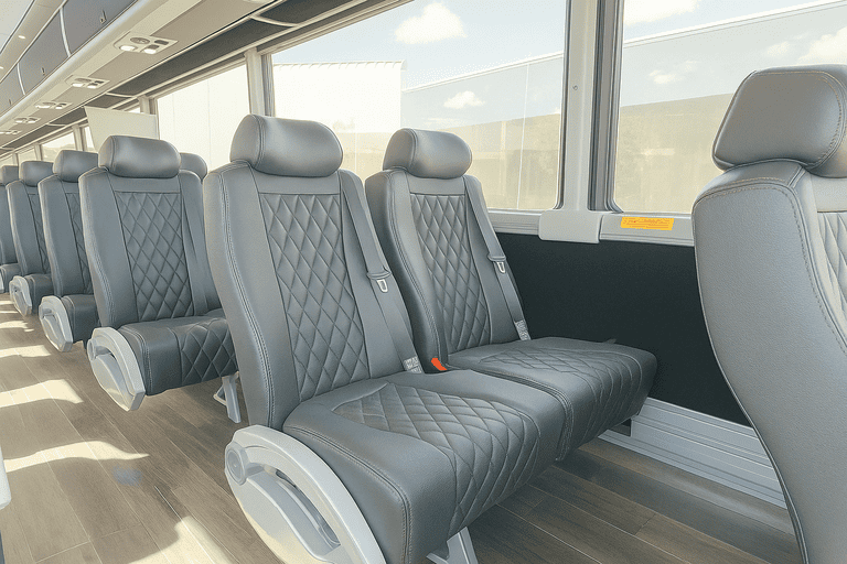 interior of Bus Rental Company Fontana charter bus